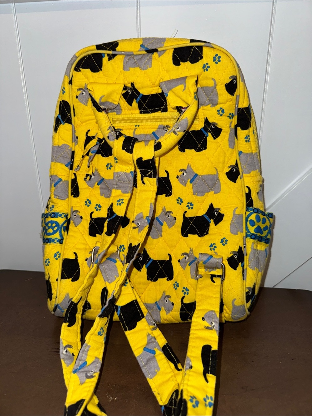 Yellow Quilted Mini Pet Pattern Backpack - Picture 3 of 13